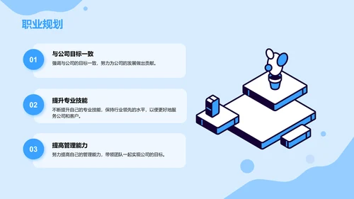 蓝色插画客户服务经理竞聘述职PPT模板