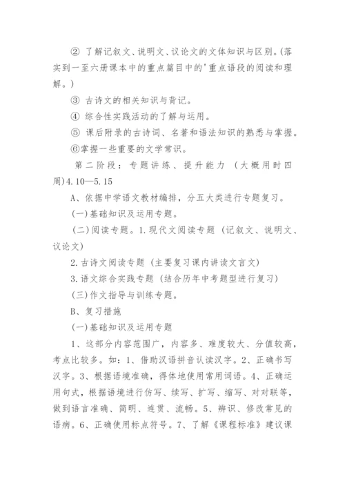 初三语文中考复习计划书.docx