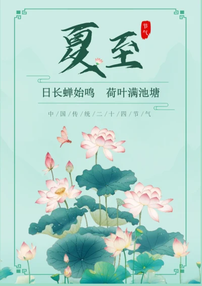 国潮风夏至节气海报