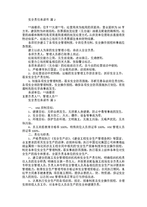 必备安全责任承诺书4篇