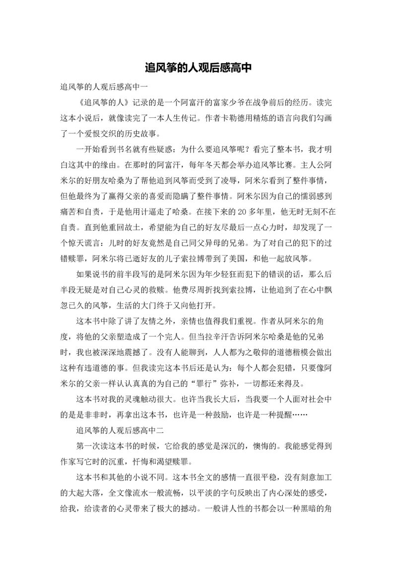 追风筝的人观后感高中.docx