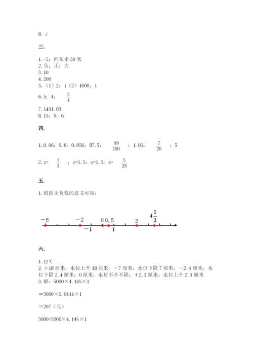 小学六年级升初中模拟试卷含答案（满分必刷）.docx