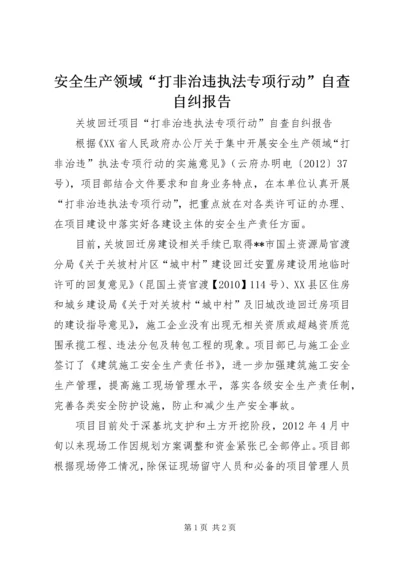 安全生产领域“打非治违执法专项行动”自查自纠报告.docx