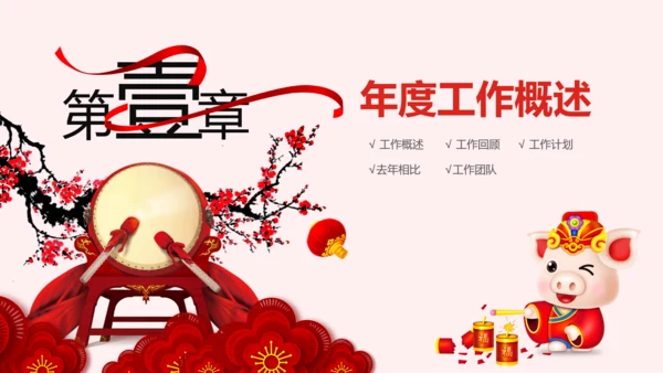 2019猪年新年春节联欢会年终总结PPT