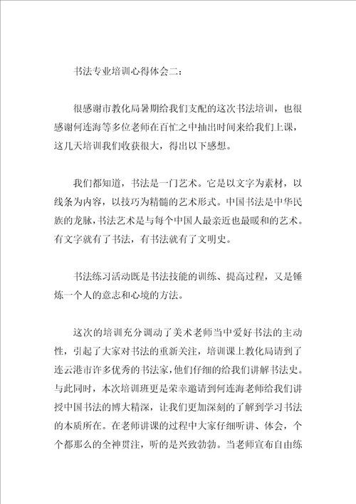 书法专业培训心得体会3篇