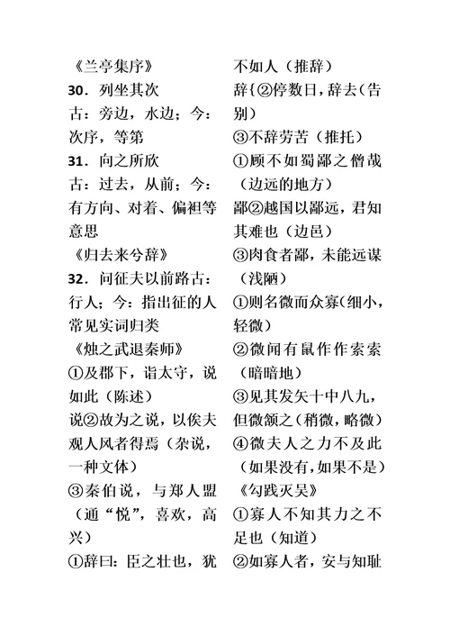 高中教材文言文实词、虚词知识系统梳理