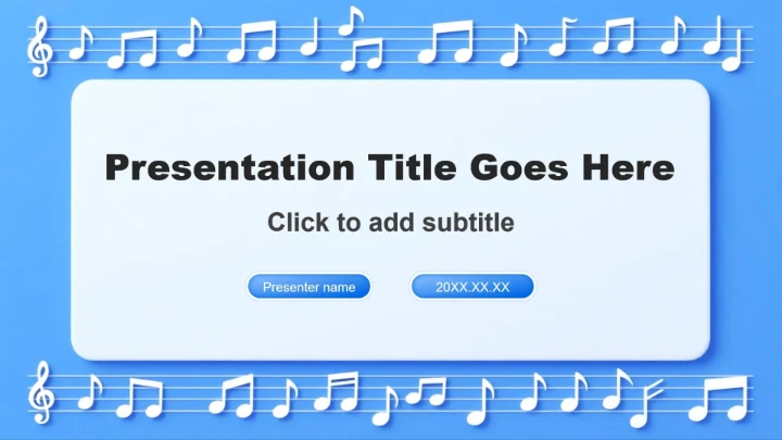 蓝色渐变简约风音乐课件教学设计公开课PPT主题模板