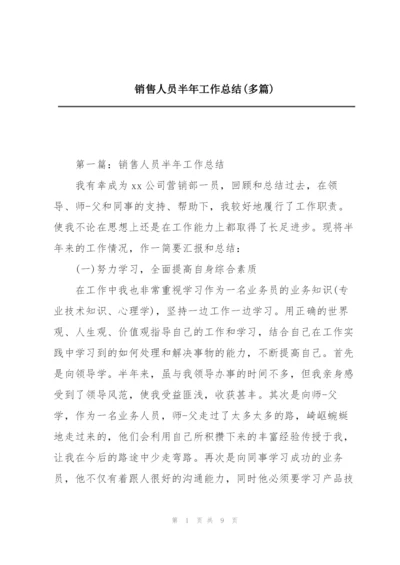 销售人员半年工作总结(多篇).docx