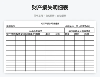 财产损失明细表