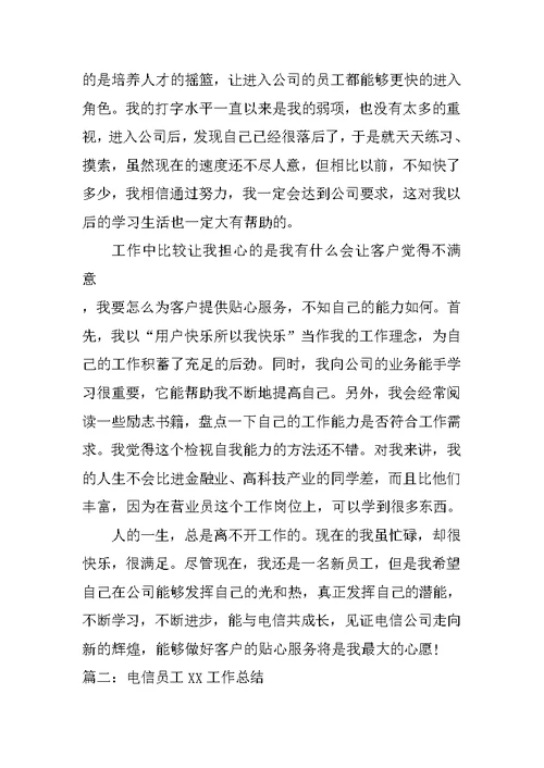 年度工作总结电信
