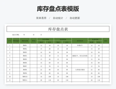 库存盘点表模版