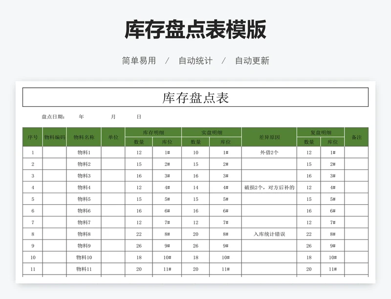 库存盘点表模版