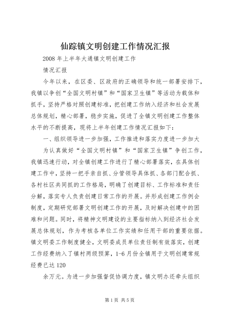 仙踪镇文明创建工作情况汇报.docx