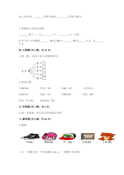 小学二年级上册数学期中测试卷附答案（典型题）.docx