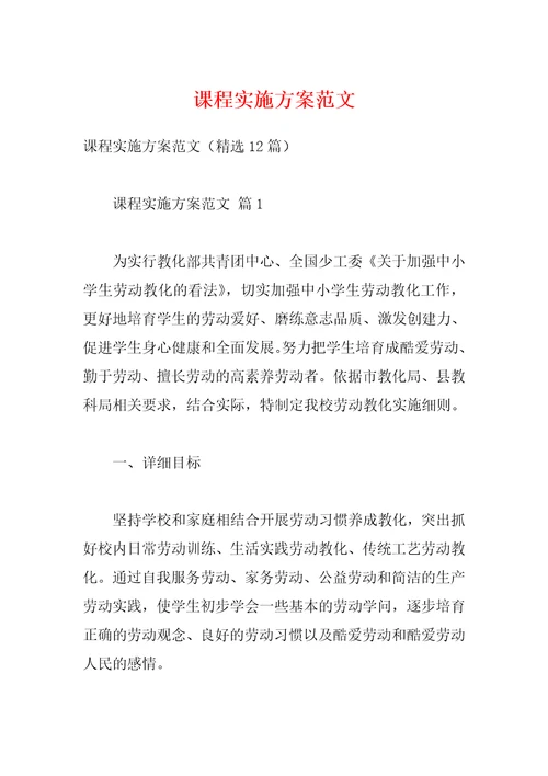 课程实施方案范文