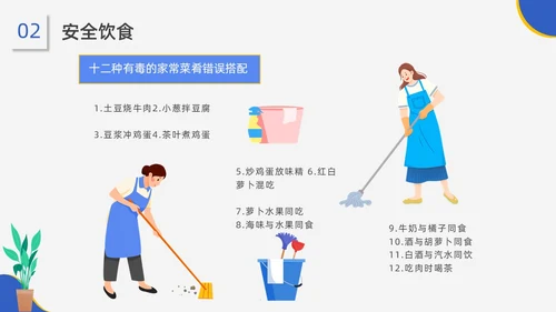 蓝黄配色插画风家政服务培训课件员工培训