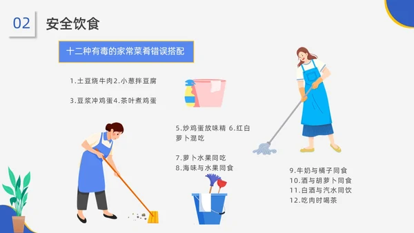 蓝黄配色插画风家政服务培训课件员工培训