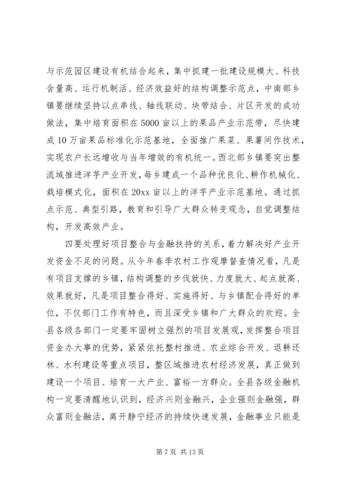 县农业产业结构调整工作会议主持词.docx