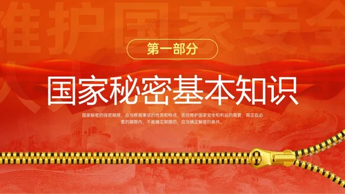 红黄简约风保密安全培训PPT模板保密培训