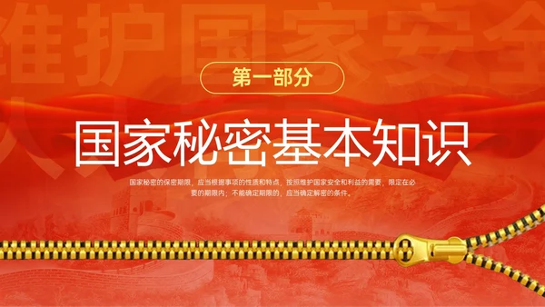 红黄简约风保密安全培训PPT模板保密培训