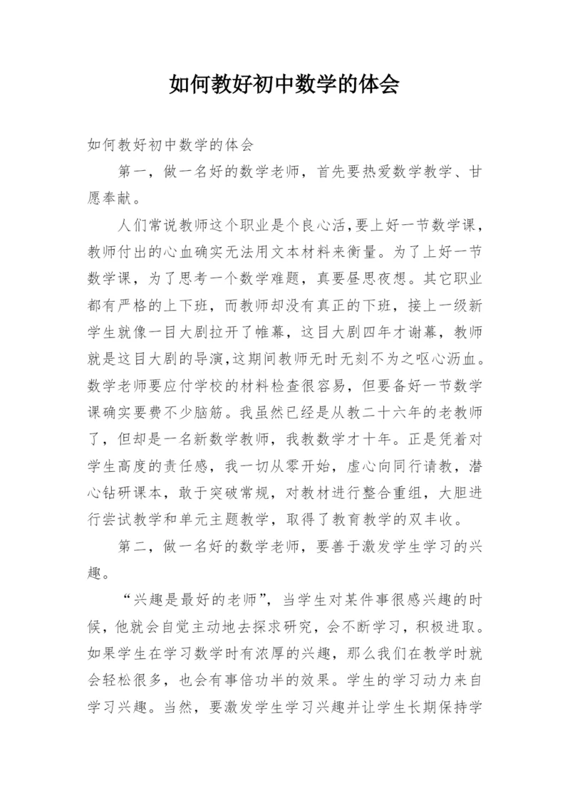 如何教好初中数学的体会.docx