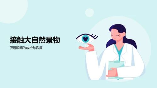 蓝色小清新防近视PPT模板