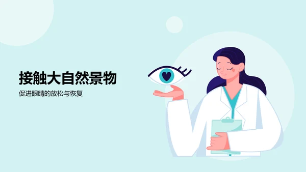 蓝色小清新防近视PPT模板