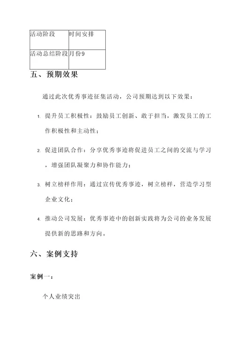 公司优秀事迹征集活动方案