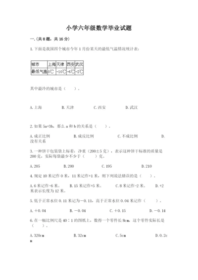 小学六年级数学毕业试题含完整答案（夺冠系列）.docx