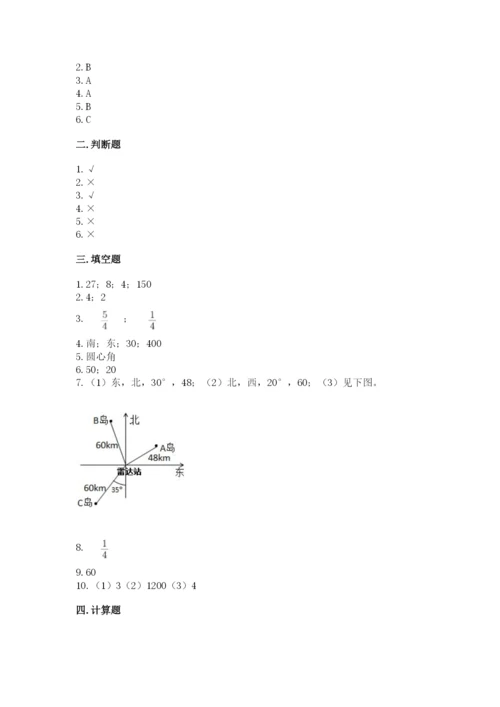 人教版六年级上册数学期末测试卷及参考答案一套.docx