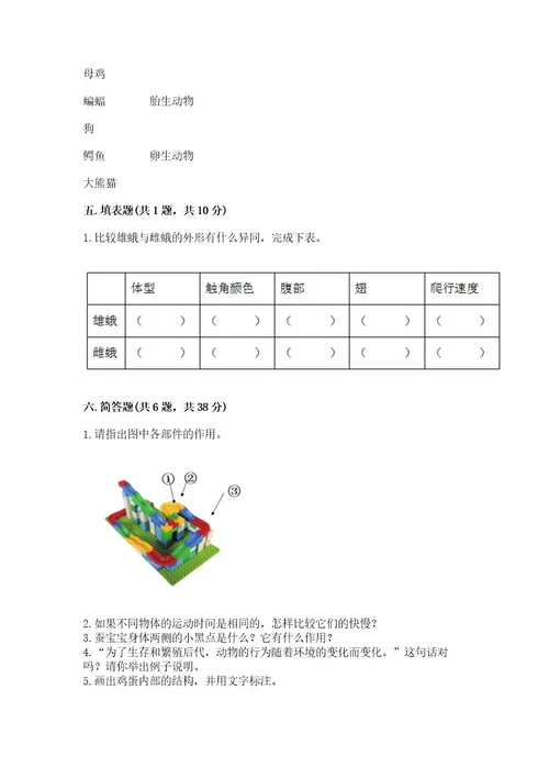 教科版科学三年级下册期末测试卷及1套完整答案