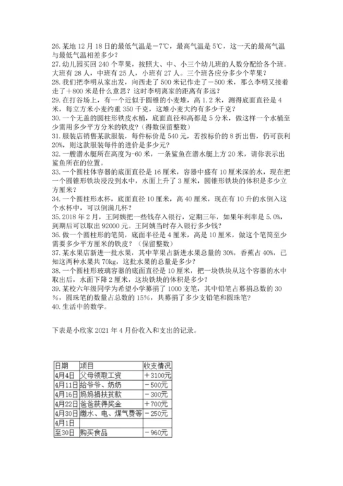 六年级小升初数学解决问题50道往年题考.docx