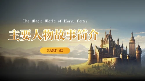 黄色插画风哈利波特魔法电影鉴赏万圣节影视培训通用PPT
