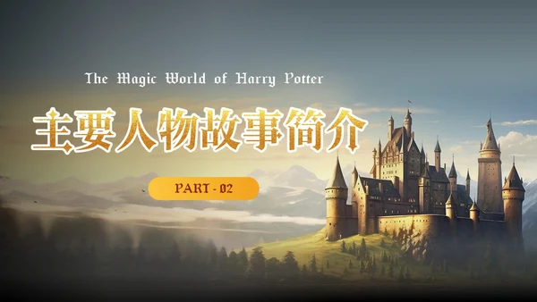 黄色插画风哈利波特魔法电影鉴赏万圣节影视培训通用PPT
