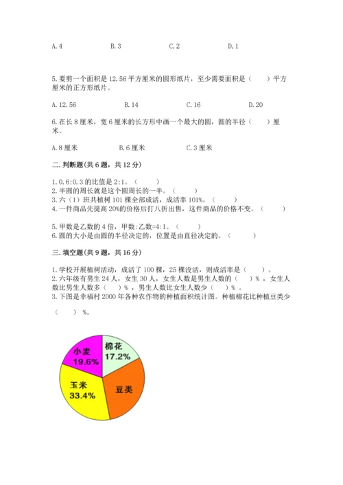 小学六年级上册数学期末测试卷附参考答案【培优】.docx