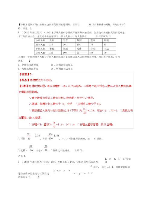 【中考12年】浙江省绍兴市2022中考数学试题分类解析专题12押轴题