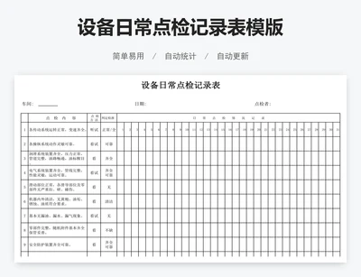 设备日常点检记录表模版