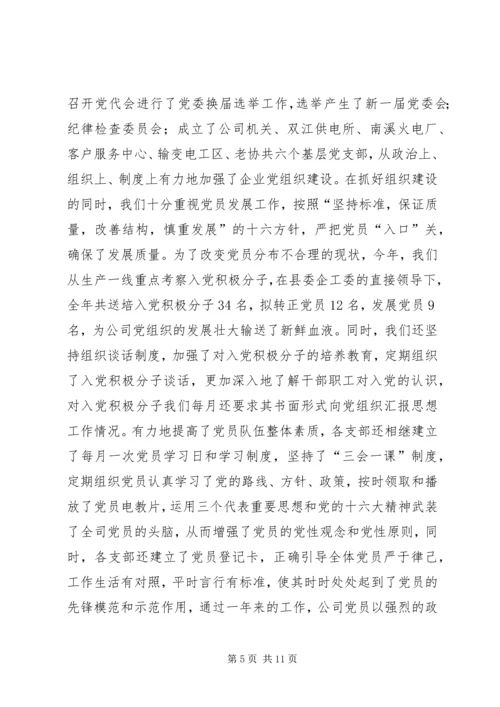 电力公司年度党建工作情况汇报 (2).docx