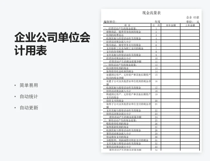 企业公司单位会计用表