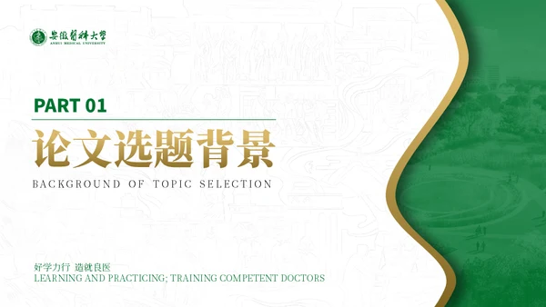 绿金配色安徽医科大学通用PPT模板