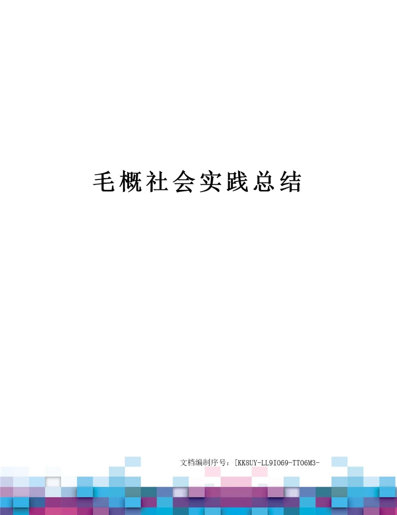 毛概社会实践总结