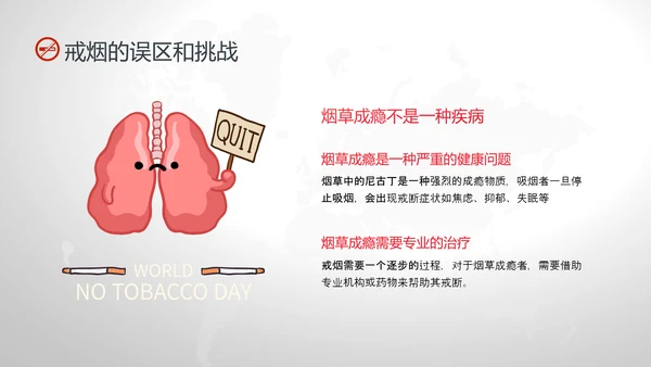 红灰色卡通简约戒烟健康教育PPT课件健康教育宣传栏