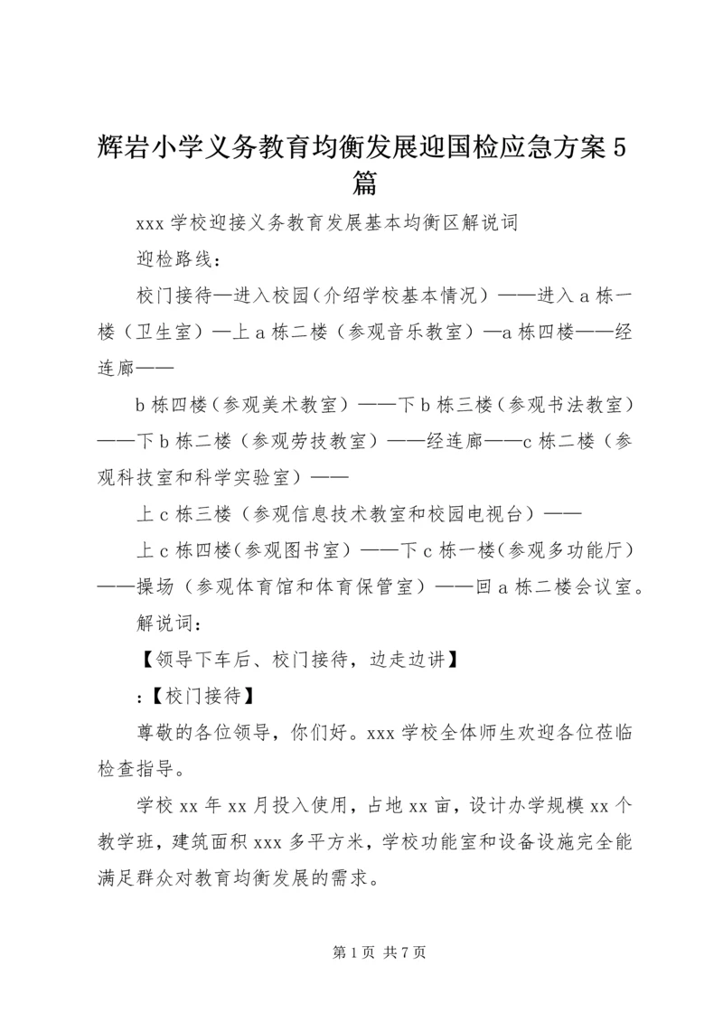 辉岩小学义务教育均衡发展迎国检应急方案5篇 (2).docx