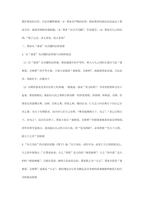 2023年中国法律思想史复习资料自学考试.docx