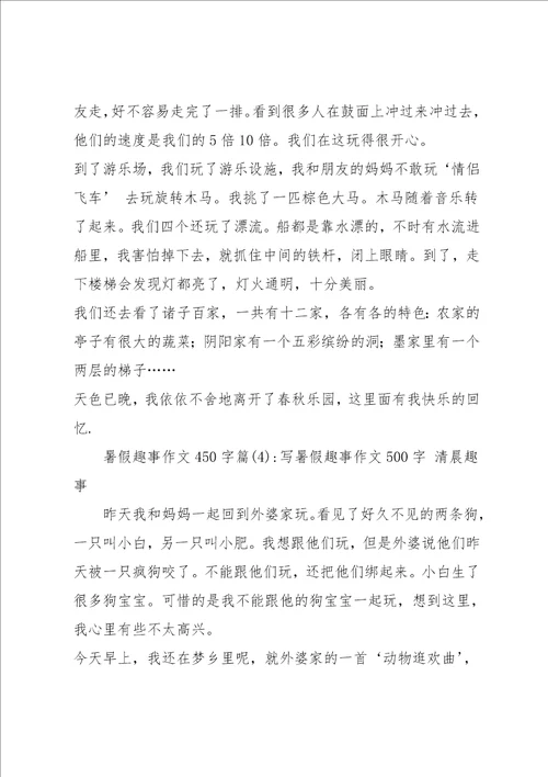 暑假趣事作文450字5篇
