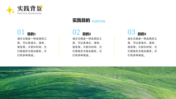 清新大学生社会实践报告通用PPT模板