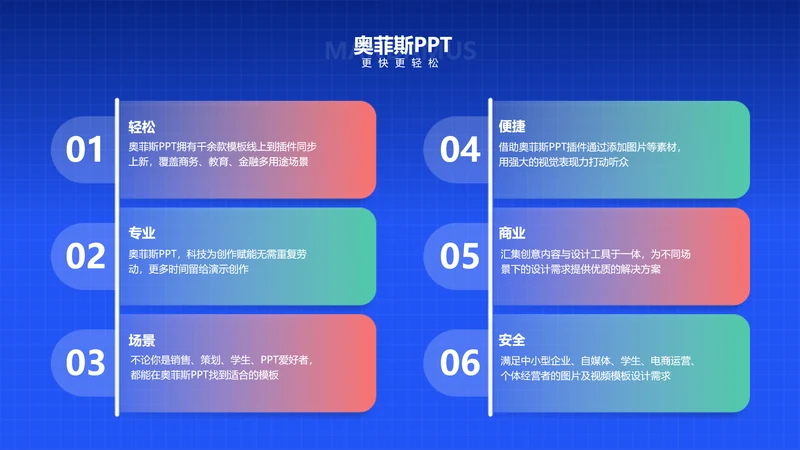 蓝色简约风PPT并列关系单页