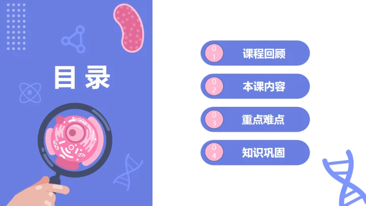 蓝粉卡通生物教学通用PPT模板