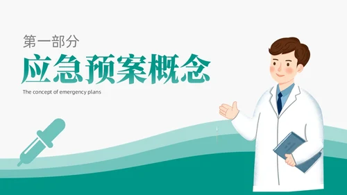 绿色插画卡通简约商务护理应急预案医学医疗重症培训动态PPT应急培训