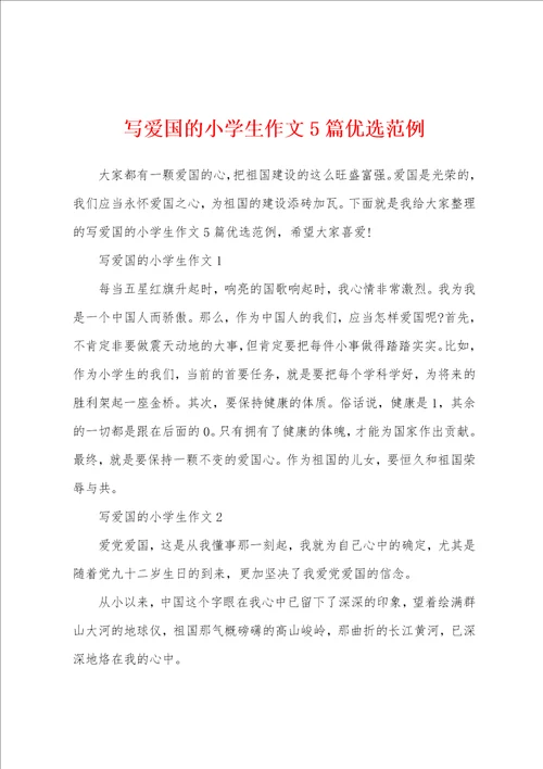 写爱国的小学生作文5篇优选范例